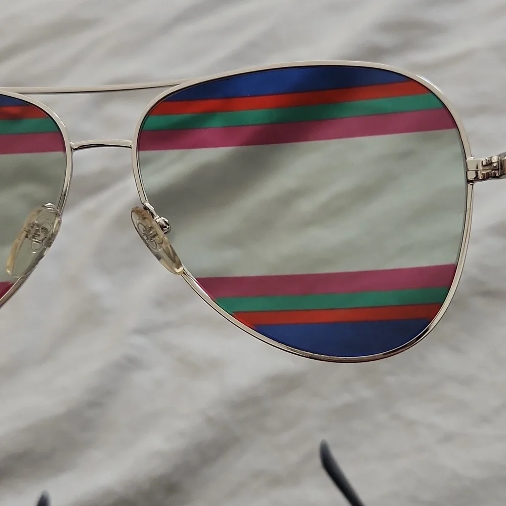 Salvatore Ferragamo Rainbow Silver/Mint Aviator Sunglasses AUTH - Picture 10 of 11